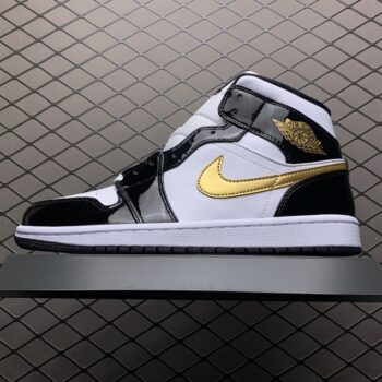Air Jordan 1 Mid Patent Black Gold